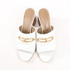 Hermès Camilla Leather Louris Buckle Mule Sandals in White, Size 37.5 EU Secondhand
