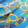 Hermès Carré 140 "Eperon d'Or" Silk handkerchief in Blue x Brown Secondhand