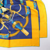 Hermès Carré 140 "Eperon d'Or" Silk handkerchief in Blue x Brown Secondhand