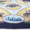 Hermès Carré 90 "CAVALIERS PEULS" Silk handkerchief in Navy Blue Secondhand