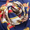 Hermès Carré 90 "CHEVAUX DE TRAIT" Silk handkerchief in Navy Blue Secondhand