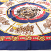 Hermès Carré 90 "CHEVAUX DE TRAIT" Silk handkerchief in Navy Blue Secondhand