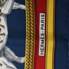 Hermès Carré 90 "GRAND APPARAT" Silk handkerchief in Navy Blue x Red Secondhand