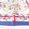 Hermès Carré 90 "LES BECANES" Silk handkerchief in Blue x White Secondhand