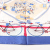 Hermès Carré 90 "LES BECANES" Silk handkerchief in Blue x White Secondhand