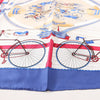 Hermès Carré 90 "LES BECANES" Silk handkerchief in Blue x White Secondhand