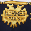 Hermès Carré 90 "LES CAVALIERS D'OR" Silk handkerchief in Navy Blue Secondhand