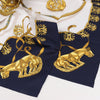 Hermès Carré 90 "LES CAVALIERS D'OR" Silk handkerchief in Navy Blue Secondhand
