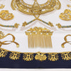 Hermès Carré 90 "LES CAVALIERS D'OR" Silk handkerchief in Navy Blue Secondhand