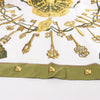 Hermès Carré 90 "LES CLES" Silk handkerchief in Khaki Secondhand