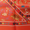 Secondhand Hermès Carré 90 "Peuple du Vent" Silk handkerchief in Orange