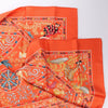 Secondhand Hermès Carré 90 "Peuple du Vent" Silk handkerchief in Orange