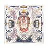 Secondhand Hermès Carré 90 "STATELY WHEELS" Silk handkerchief in Ecru x Blue