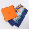 Hermès Carré 90 "THE ALFEE AUBE" Silk handkerchief in Navy Blue Secondhand