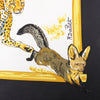 Hermès Carré 90 "tendresse feline" Silk handkerchief in Black x Yellow Secondhand