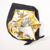 Hermès Carré 90 "tendresse feline" Silk handkerchief in Black x Yellow Secondhand