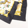 Hermès Carré 90 "tendresse feline" Silk handkerchief in Black x Yellow Secondhand