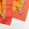 Hermès Carré 90 "Tendresse Feline" Silk handkerchief in Orange Secondhand
