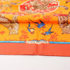 Hermès Carré 90 "Tendresse Feline" Silk handkerchief in Orange Secondhand