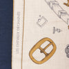 Hermès Carré Géant "Malines Chevaux Déchène" Cashmere & Silk handkerchief in Beige x Navy Blue Secondhand