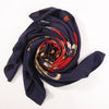 Hermès Carré Géant "L'INSTRUCTION DUROY" Cashmere & Silk Scarf in in Navy Blue x Red Secondhand