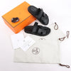 HERMES Cypre Leather Sandals in Black, Size 38.5 EU Secondhand