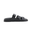 Secondhand HERMES Cypre Leather Sandals in Black, Size 38.5 EU