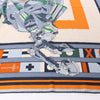 Hermès Carré 100 "ROBOCABAR" Cashmere and Silk Scarf in Blue x Orange Secondhand