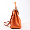 HERMÈS Kelly 28 Le Tournay Taurillon Clemence Handbag in Orange Silver Metal Fittings □H: 2004 Secondhand