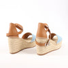 Hermès Kelly Tivoli Denim Wedge Sole Espadrilles Sandals in Light Blue, Size 37 EU Secondhand