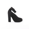 Secondhand HERMES Leather & Suede Strap Heels in Black, Size 38 EU