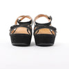 HERMES Leather & Suede Wedge Sole Sandals in Black, Size 37 EU Secondhand