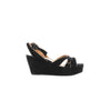 HERMES Leather & Suede Wedge Sole Sandals in Black, Size 37 EU Secondhand