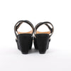 HERMES Leather & Suede Wedge Sole Sandals in Black, Size 37 EU Secondhand