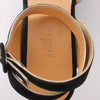 HERMES Leather & Suede Wedge Sole Sandals in Black, Size 37 EU Secondhand