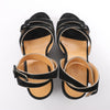 HERMES Leather & Suede Wedge Sole Sandals in Black, Size 37 EU Secondhand