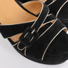 HERMES Leather & Suede Wedge Sole Sandals in Black, Size 37 EU Secondhand