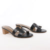 HERMES OASIS Leather Sandals in Black, Size 37.5 EU Secondhand