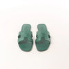 HERMES Oran Epsom Leather Sandals in Vert Cactus Green, Size 39 EU Secondhand