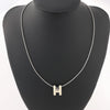 Hermes Pop H Necklace Metal × 925 in Ecru x Silver Secondhand