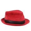Hermes Corduroy Fedora Hat in Red Secondhand