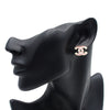 Chanel CC Brass Enamel Striped Earrings Secondhand