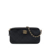 Chanel CC Quilted Calfskin Double Zip Clutch With Chain Secondhand