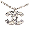 Secondhand Chanel White Gold CC Enamel Pendant Necklace