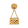 Chanel CC Gold Plated Quilted Flap Bag Medallion Brooch Secondhand