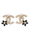 Chanel CC Gold Plated Faux Pearl Strass Resin Bullet Back Earrings Secondhand