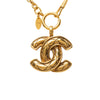 Chanel CC Gold Plated Quilted Pendant Necklace Secondhand
