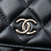 Chanel Quilted Lambskin Camellia Bow Card Holder On Chain Secondhand