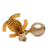Chanel CC Gold Plated Faux Pearl Drop Turn Lock Clip On Earrings Secondhand
