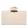 Alexander McQueen Croc Embossed Calfskin Skull Knuckle Clasp Clutch Secondhand